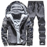 Tracksuit Men Sporting Fleece Thick Hooded Brand-Clothing Casual Track Suit Men Jacket+Pant Warm Fur Inside Winter Sweatshirt - RELEVAZA