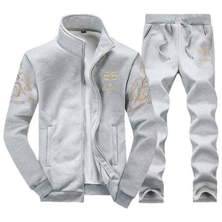 Tracksuits Men Polyester Sweatshirt Sporting Fleece 2019 Gyms Spring Jacket + Pants Casual Men's Track Suit Sportswear Fitness - RELEVAZA