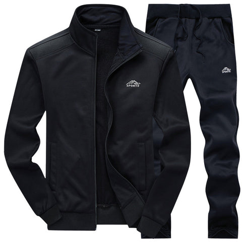 Tracksuits Men Polyester Sweatshirt Sporting Fleece 2019 Gyms Spring Jacket + Pants Casual Men's Track Suit Sportswear Fitness - RELEVAZA