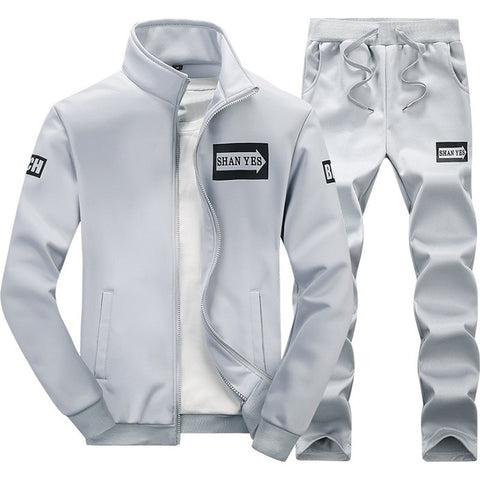 Tracksuits Men Polyester Sweatshirt Sporting Fleece 2019 Gyms Spring Jacket + Pants Casual Men's Track Suit Sportswear Fitness - RELEVAZA