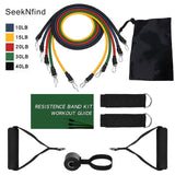 New 14Pcs Resistance Bands Set Yoga Exercise Fitness Band Rubber Loop Tube Bands Gym  Fitness Exercise Pilates Yoga Brick - RELEVAZA