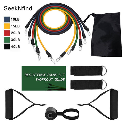 New 14Pcs Resistance Bands Set Yoga Exercise Fitness Band Rubber Loop Tube Bands Gym  Fitness Exercise Pilates Yoga Brick - RELEVAZA