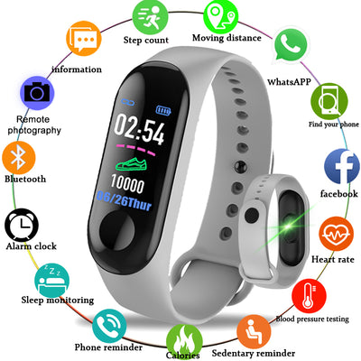 2019 Smart Sport Bracelet Wristband Blood Pressure Heart Rate Monitor Pedometer Smart Watch men For Android iOS - RELEVAZA