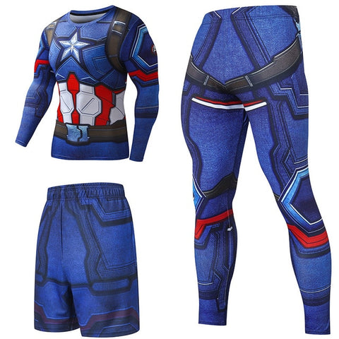 Superhero Compression Tracksuits Men's Sport Suit Quick Dry Running sets Clothes Sports Joggers Training Gym Fitness Man Set - RELEVAZA