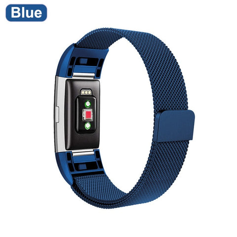 XShum Metal Stainless Strap For Fitbit Charge 2 Band Milanese Loop Magnetic Fitbit charge 3 Strap Smart bracelet For Wrist strap - RELEVAZA