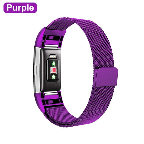 XShum Metal Stainless Strap For Fitbit Charge 2 Band Milanese Loop Magnetic Fitbit charge 3 Strap Smart bracelet For Wrist strap - RELEVAZA