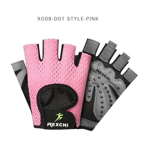 REXCHI Professional Gym Fitness Gloves Power Weight Lifting Women Men Crossfit Workout Bodybuilding Half Finger Hand Protector - RELEVAZA