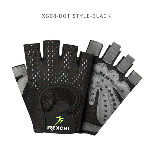 REXCHI Professional Gym Fitness Gloves Power Weight Lifting Women Men Crossfit Workout Bodybuilding Half Finger Hand Protector - RELEVAZA
