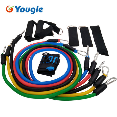 YOUGLE 11pcs/set Pull Rope Fitness Exercises Resistance Bands Latex Tubes Pedal Excerciser Body Training Workout Yoga - RELEVAZA