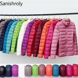 Sanishroly 2018 New Autumn Winter Women Thin White Duck Down Jacket Parka Female Ultra Light Down Coat Short Tops Plus Size S268 - RELEVAZA