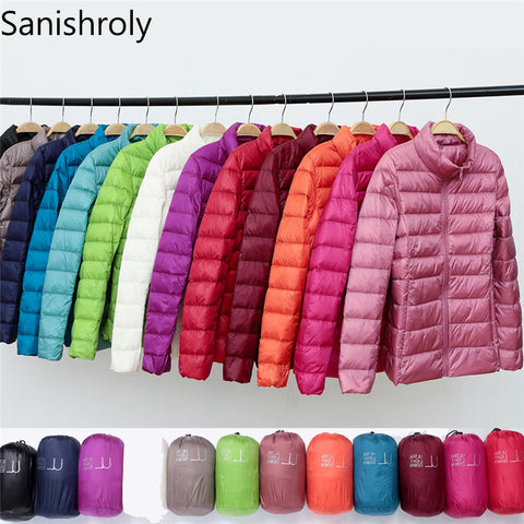 Sanishroly 2018 New Autumn Winter Women Thin White Duck Down Jacket Parka Female Ultra Light Down Coat Short Tops Plus Size S268 - RELEVAZA