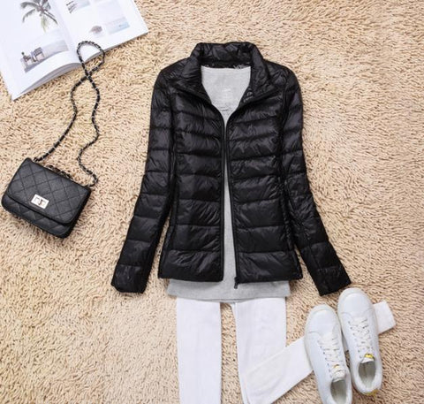 Sanishroly 2018 New Autumn Winter Women Thin White Duck Down Jacket Parka Female Ultra Light Down Coat Short Tops Plus Size S268 - RELEVAZA