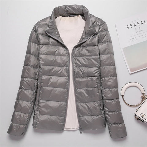 Sanishroly 2018 New Autumn Winter Women Thin White Duck Down Jacket Parka Female Ultra Light Down Coat Short Tops Plus Size S268 - RELEVAZA