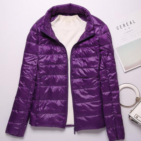 Sanishroly 2018 New Autumn Winter Women Thin White Duck Down Jacket Parka Female Ultra Light Down Coat Short Tops Plus Size S268 - RELEVAZA