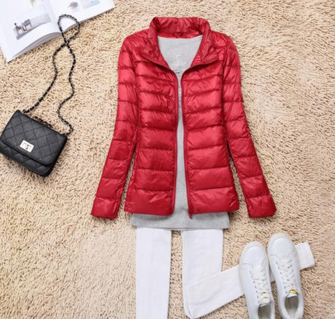 Sanishroly 2018 New Autumn Winter Women Thin White Duck Down Jacket Parka Female Ultra Light Down Coat Short Tops Plus Size S268 - RELEVAZA