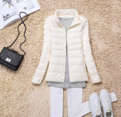 Sanishroly 2018 New Autumn Winter Women Thin White Duck Down Jacket Parka Female Ultra Light Down Coat Short Tops Plus Size S268 - RELEVAZA