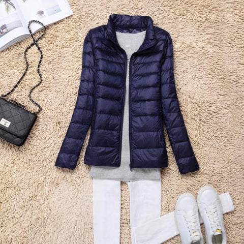Sanishroly 2018 New Autumn Winter Women Thin White Duck Down Jacket Parka Female Ultra Light Down Coat Short Tops Plus Size S268 - RELEVAZA