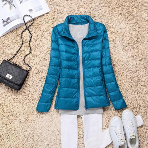Sanishroly 2018 New Autumn Winter Women Thin White Duck Down Jacket Parka Female Ultra Light Down Coat Short Tops Plus Size S268 - RELEVAZA