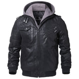 Men's Real Leather Jacket Men Motorcycle Removable Hood winter coat Men Warm Genuine Leather Jackets - RELEVAZA