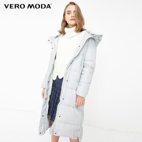 Vero Moda new detachable rabbit fur hooded long down jacket women | 318312503 - RELEVAZA