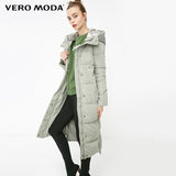 Vero Moda new detachable rabbit fur hooded long down jacket women | 318312503 - RELEVAZA