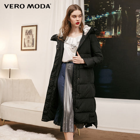 Vero Moda new detachable rabbit fur hooded long down jacket women | 318312503 - RELEVAZA