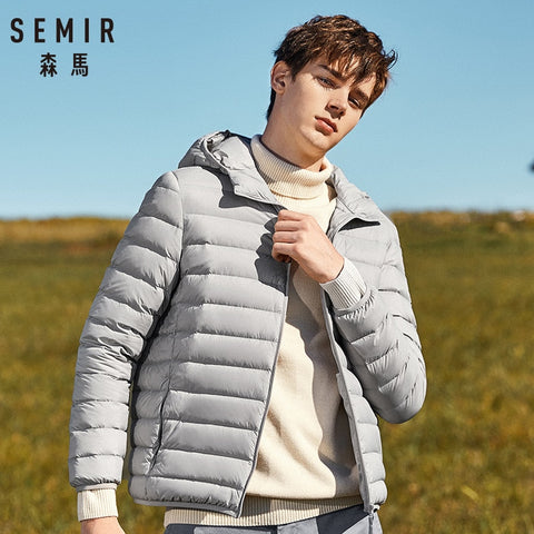 SEMIR brand men down jacket casual fashion winter jacket for men Hooded windbreaker white duck coat male outwear clothing - RELEVAZA