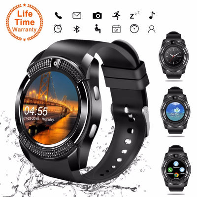 V8 SmartWatch Bluetooth Smartwatch Touch Screen Wrist Watch with Camera/SIM Card Slot, Waterproof Smart Watch DZ09 X6 VS M2 A1 - RELEVAZA