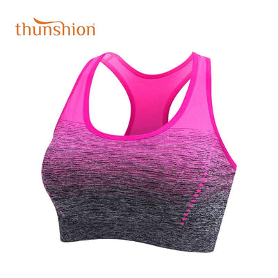THUNSHION Sports Bra High Stretch Breathable Top Fitness Women Padded for Running Yoga Gym Seamless Crop Bra Gradient Sport Bra - RELEVAZA