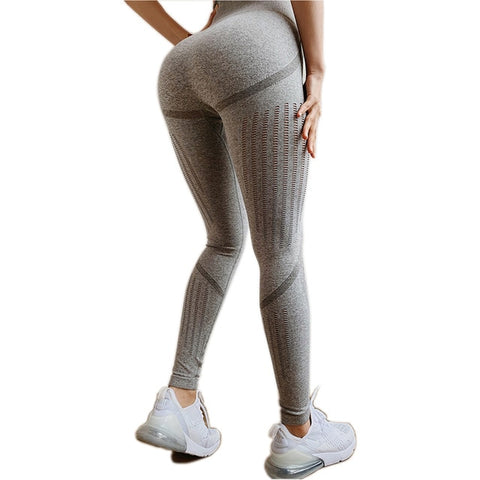 Seamless Tummy Control Yoga Pants Stretchy High Waist Compression Tights Sports Pants Push Up Running Women Gym Fitness Leggings - RELEVAZA