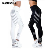 Kaminsky New Woman Fitness Leggings Light High Elastic Shine Leggins Workout Slim Fit Women Pants Black Trousers Leggings - RELEVAZA
